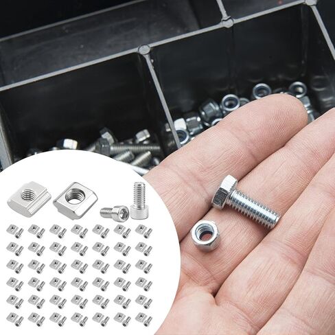 50 Pieces Block Nuts Slot Nut Hardware Sliding Slot Nuts Threaded Slide in Assembly Carbon Steel Slider Nut Aluminum Profile Fastener Suitable for in Kuwait