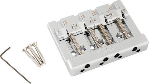 Fender HiMass String-Through 4-String Bass Bridge Assembly مع سروج نحاسية، كروم in Kuwait