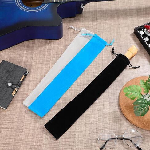 Lurrose 3 Pcs Flute Storage Bag Portable Recorder Bag for Vertical Flutes Drawstring Pouch for Music Instrument Storage Lightweight Carrying Case for Piccolo and Recorder Grey Blue Black in Kuwait