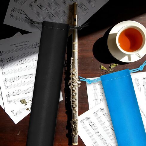 Lurrose 3 Pcs Flute Storage Bag Portable Recorder Bag for Vertical Flutes Drawstring Pouch for Music Instrument Storage Lightweight Carrying Case for Piccolo and Recorder Grey Blue Black in Kuwait
