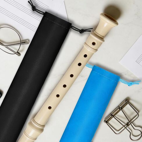 Lurrose 3 Pcs Flute Storage Bag Portable Recorder Bag for Vertical Flutes Drawstring Pouch for Music Instrument Storage Lightweight Carrying Case for Piccolo and Recorder Grey Blue Black in Kuwait