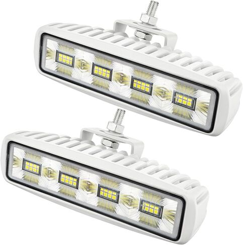 LIGBT 2PCS Led Boat Lights 6inch Marine Led Light Bar 180° Flood Light 96W 4000LM IP67 Waterproof Ponton Boat Deck Dock Lighting for Night Fishing 12/24 V in Kuwait