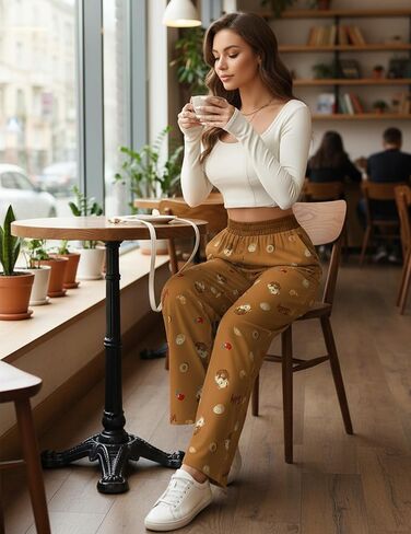 Ekouaer Womens Pajama Pants Soft Comfy Pj Pants for Women Wide Leg Elastic Waist Sleep Bottom with Pockets in Saudi Arabia
