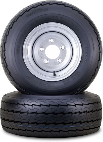 إطار وعجلة مقطورة واندا 20.5x8-10 10 طبقات E 95L مع 5 عروات على حافة فضية PCD مقاس 4.5 بوصة، مجموعة 2 in Kuwait