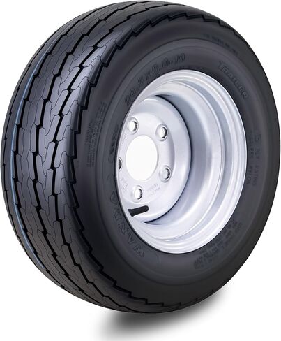 إطار وعجلة مقطورة WANDA مقاس 20.5 × 8-10 10 طبقات E 95L مع 5 عروات على حافة فضية PCD مقاس 4.5 بوصة in Kuwait