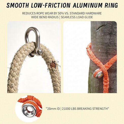 حبال حبل حلقة تزوير 5/8 بوصة × 6.7 بوصة - 13600 رطل MBS Arborist Rigging Sling مع 10 جيوب قابلة للتعديل، #2 حلقة ألومنيوم من فئة الطائرات، حبال عمل شجرة شديدة التحمل متوافقة مع Port-A-Wrap in Kuwait