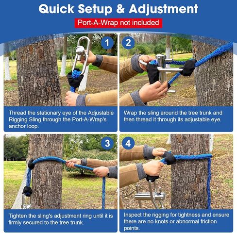 Arborist Whoopie Sling - 1/2 "x 3-5' قابل للتعديل حبال تزوير لأعمال الأشجار | منفذ قابل للتعديل حبال التفاف | حزام حبل الثقيلة in Kuwait