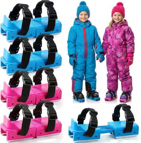 2 Pair Toddler Ice Skates with Adjustable Hook & Loop Straps, Double Runner Ice Skates with Strap Fastening for Toddlers, Compact 5.7x2.4 Inch, Stability Training Skating Gear in Pink & Blue in Saudi Arabia