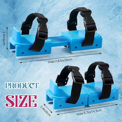 2 Pair Toddler Ice Skates with Adjustable Hook & Loop Straps, Double Runner Ice Skates with Strap Fastening for Toddlers, Compact 5.7x2.4 Inch, Stability Training Skating Gear in Pink & Blue in Saudi Arabia