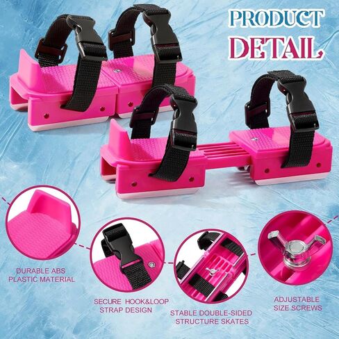 2 Pair Toddler Ice Skates with Adjustable Hook & Loop Straps, Double Runner Ice Skates with Strap Fastening for Toddlers, Compact 5.7x2.4 Inch, Stability Training Skating Gear in Pink & Blue in Saudi Arabia
