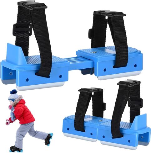 Toddler Ice Skates, Adjustable Double Blade Skates with Hook & Loop Straps for Kids Beginners, Convertible 2-in-1 Double & Single Runner for Winter Training Shoes (Blue) in Kuwait