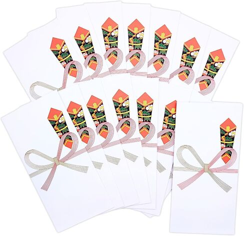 Japanese Traditional Gift Money Envelope 15 Pack, Self Seal, Paper Pochi Bukuro, Mizuhiki Design, Made in Japan in Saudi Arabia