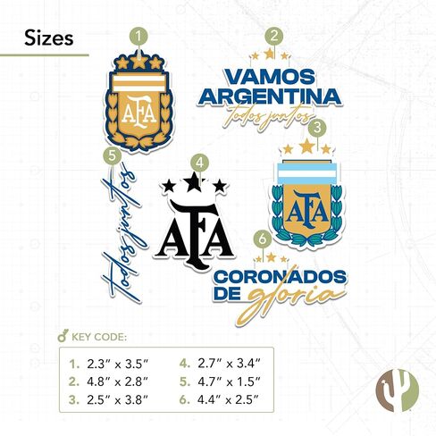 ملصق صبار الصحراء الأرجنتيني لكرة القدم من الفينيل AFA Argentina Albiceleste لكرة القدم وزجاجة مياه للكمبيوتر المحمول ودفتر قصاصات السيارة (النوع 2-1) in Kuwait