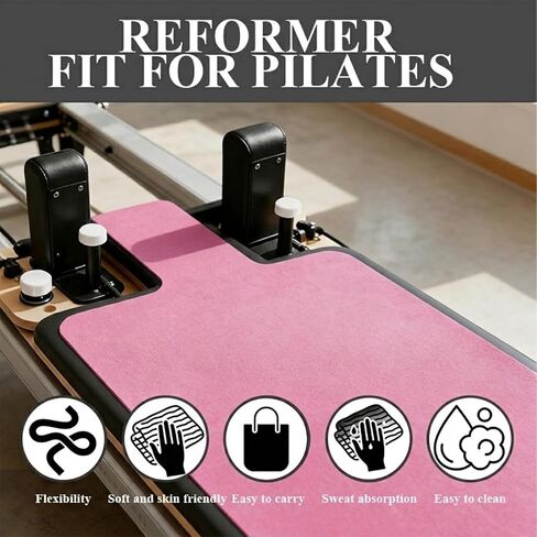 Non-Slip Pilates Reformer Mat Cover,0.8mm Thick Pilate Reformer Machine Cover Mat Towel,Pilates Mats for Reformer,Fleece Exercise Matfor Pilate Training Yoga 39" x 24" (Rose) in Kuwait
