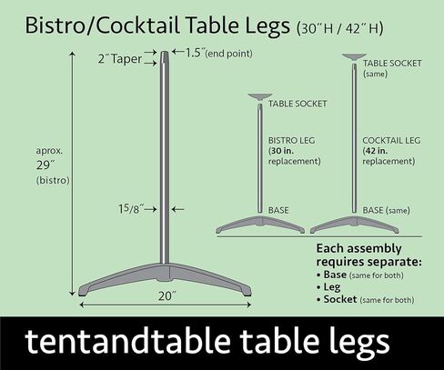 طقم إصلاح طاولة الكوكتيل TentandTable - يتضمن استبدال أرجل الطاولة العالية والقاعدة والمقبس مقاس 76.2 سم - طاولات بيسترو الكوكتيل المتوافقة فقط in Kuwait