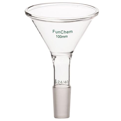 FunChem Glass Short Stem Powder Funnel with 100 mm Top Outer Diameter and 24/40 Inner Joint, Borosilicate Glass Filter Funnel in Kuwait