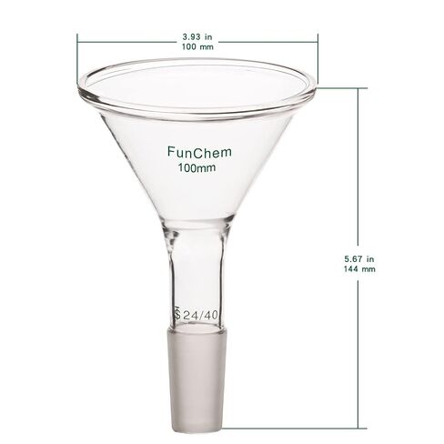 FunChem Glass Short Stem Powder Funnel with 100 mm Top Outer Diameter and 24/40 Inner Joint, Borosilicate Glass Filter Funnel in Kuwait