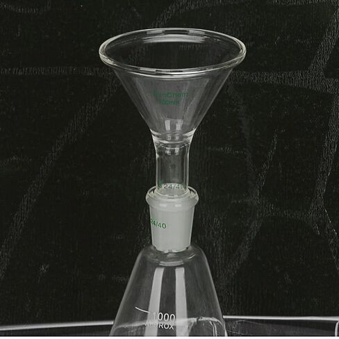FunChem Glass Short Stem Powder Funnel with 100 mm Top Outer Diameter and 24/40 Inner Joint, Borosilicate Glass Filter Funnel in Kuwait