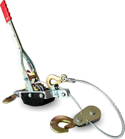 Come Along Winch 5 Ton (11,023 lbs) Manual Cable Puller, Heavy Duty Power Puller with Dual Gear, 10 ft Steel Cable, 3 Hooks - Hand Winch for Vehicle Recovery, Fence Stretching (Silver) in Kuwait