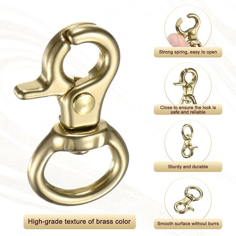 M METERXITY 4-Pack Trigger Snap Hooks، 1.41 "النحاس قطب الزناد يستقر مخلب الربيع المشابك السنانير لأشرطة الكتف / مشبك سلسلة المفاتيح / الأحزمة، مقاطع جراد البحر 0.51 "معرف الحلقة in Kuwait