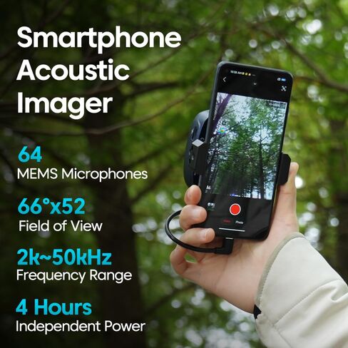 TD2 Geek Acoustic Imaging Camera,64 MEMS Digital Microphones,Acoustic Imager for Android Smartphones,Noise Detection,66°×52°FOV,2~50kHz Frequency Range in Saudi Arabia