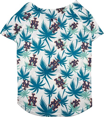 MLB Los Angeles Dodgers Hawaiian Dog Baseball Jersey، ملابس الكلاب والقطط المرخصة رسميًا، قميص طباعة النخيل الاستوائي الجاف، متوسط، قميص جيرسي بيسبول للحيوانات الأليفة موضوع الصيف in Kuwait