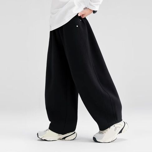 Boys Barrel Sweatpants Wide Straight Leg Baggy Open Bottom Casual Sweat Pants Elastic Waist Pants with Pockets in Saudi Arabia