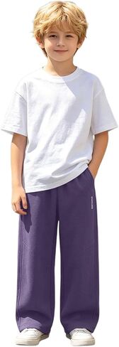 Boys Barrel Sweatpants Wide Straight Leg Baggy Open Bottom Casual Sweat Pants Elastic Waist Pants with Pockets in Saudi Arabia