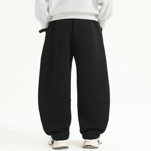 Boys Barrel Sweatpants Wide Straight Leg Baggy Open Bottom Casual Sweat Pants Elastic Waist Pants with Pockets in Saudi Arabia