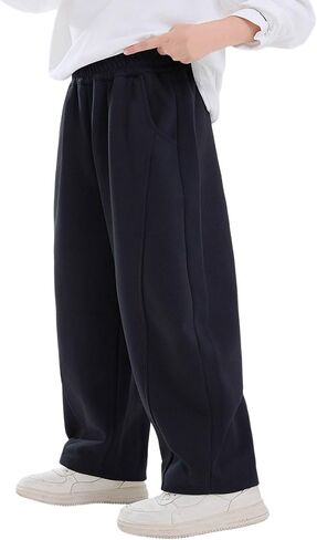 Boys Barrel Sweatpants Wide Straight Leg Baggy Open Bottom Casual Sweat Pants Elastic Waist Pants with Pockets in Saudi Arabia