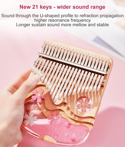 Kalimba 21 Keys Thumb Piano in Crystal & Wood with Portable EVA Bag, Tune Hammer, Thumb Pianos Finger Harp, Mbira Finger Piano Kalimba Gifts for Adults Kids Beginners in Saudi Arabia