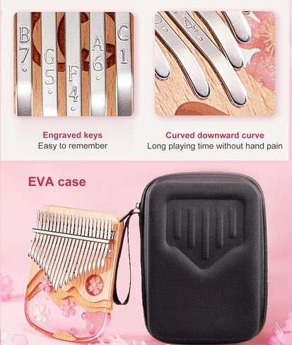 Kalimba 21 Keys Thumb Piano in Crystal & Wood with Portable EVA Bag, Tune Hammer, Thumb Pianos Finger Harp, Mbira Finger Piano Kalimba Gifts for Adults Kids Beginners in Saudi Arabia