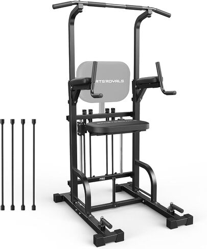 Heavy Duty Power Tower, Light Commercial Grade Steel Frame, 800 LBS Weight Capacity, Multi-Function Pull Up Bar & Dip Station with Crunch Leg Raise, Home Gym Gear for Back and Core Workout in Kuwait
