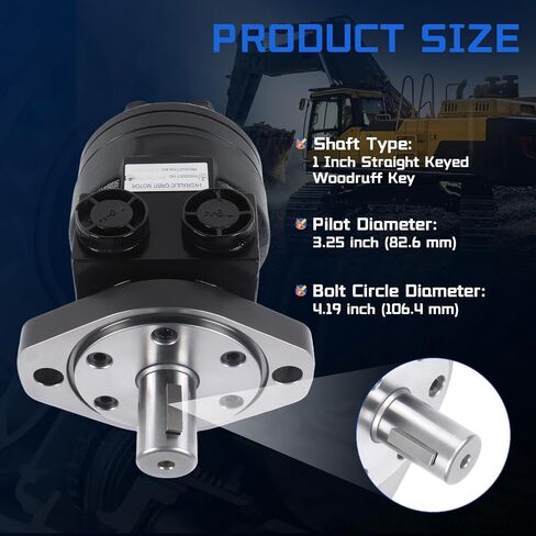 101-1701-009 Hydraulic Motor Replacement for Eaton Char-Lynn H Series, 3.5 cu in/rev Displacement 2-Bolt SAE-A Mount 1 Inch Keyed Shaft, Low Speed High Torque Gerotor Disc Valve Motor in Kuwait