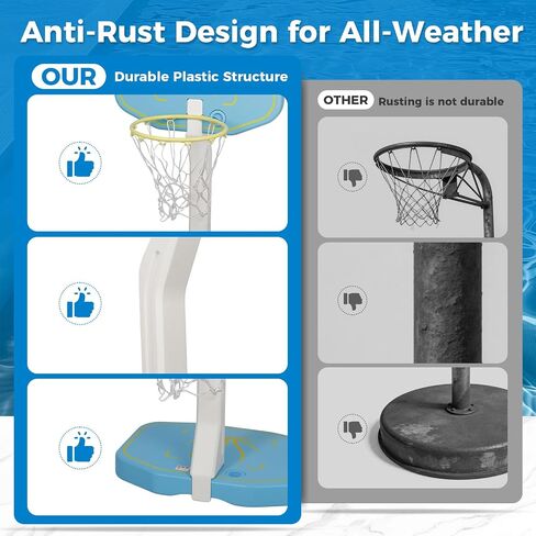 Pool Basketball Hoop&Pool Volleyball Net 2-in-1 52" Height Pool Set,Inground Pool Volleyball Net or Pool Basketball Hoop Poolside Combo for Summer Party Games,Includes 4 Balls in Kuwait