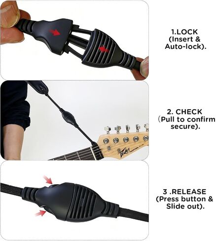 MUSO Guitar Strap Lock/Strap Button Black Acoustic Guitar Quick - Release Lock - Guitar Strap Lock,quick detach mechanism (Lock Only) in Kuwait