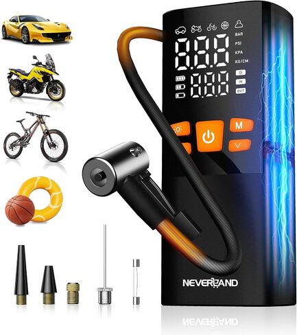 NEVERLAND Tire Inflator Portable Air Compressor - 16000mAh 150PSI Air Pump for Car Tires with Large LED Display,12V DC Tire Inflator with LED Light,Auto shut-off, for Car Motorcycle Bicycle Balls in Saudi Arabia