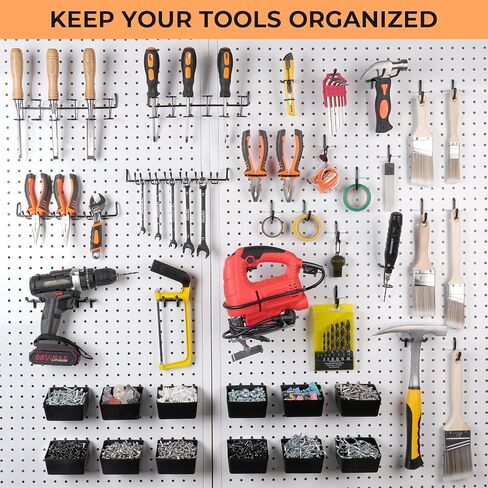 INCLY 300PCS Extra Thick Pegboard Accessories, 1/4" Heavy Duty Pegboard Hooks with Bins & Peg Locks, Peg Board Organizer Accessories Kit for Garage Wall Attachments Hanging Tools in Kuwait
