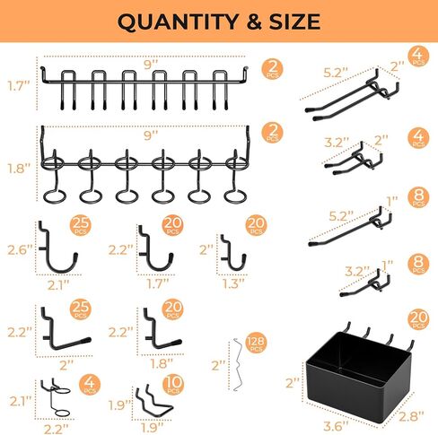 INCLY 300PCS Extra Thick Pegboard Accessories, 1/4" Heavy Duty Pegboard Hooks with Bins & Peg Locks, Peg Board Organizer Accessories Kit for Garage Wall Attachments Hanging Tools in Kuwait