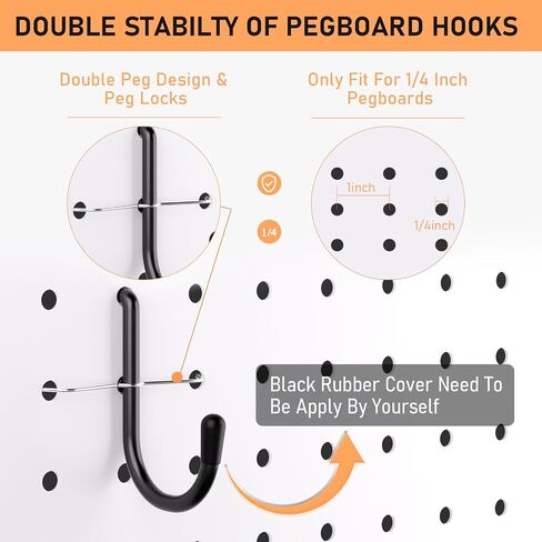 INCLY 300PCS Extra Thick Pegboard Accessories, 1/4" Heavy Duty Pegboard Hooks with Bins & Peg Locks, Peg Board Organizer Accessories Kit for Garage Wall Attachments Hanging Tools in Kuwait