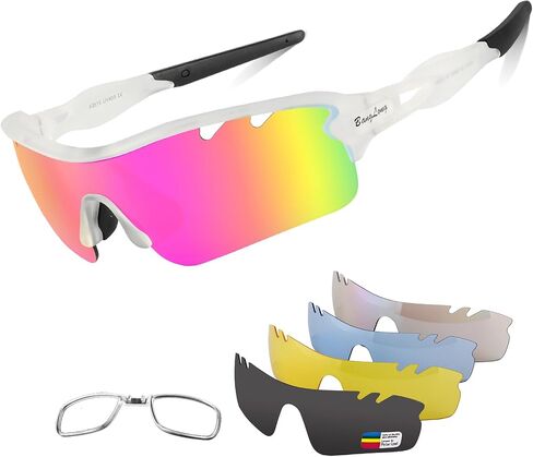 BangLong Polarized Cycling Sunglasses for Men Women, 26g Sports Sunglasses with 5 Lenses for Running Fishing Baseball Driving in Kuwait