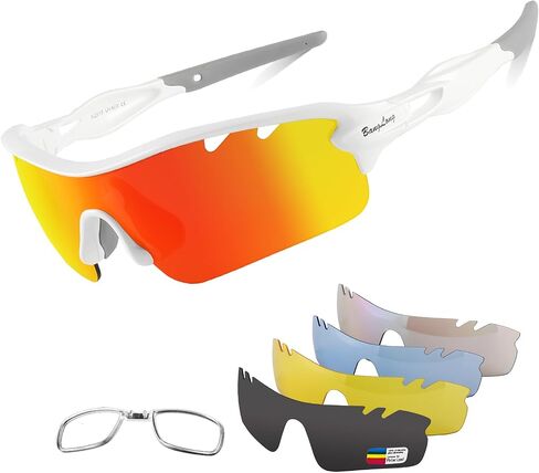 BangLong Polarized Cycling Sunglasses for Men Women, 26g Sports Sunglasses with 5 Lenses for Running Fishing Baseball Driving in Kuwait
