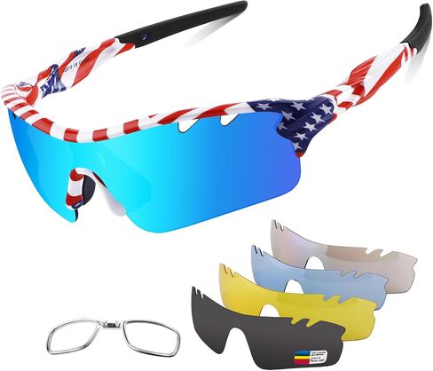 BangLong Polarized Cycling Sunglasses for Men Women, 26g Sports Sunglasses with 5 Lenses for Running Fishing Baseball Driving in Kuwait