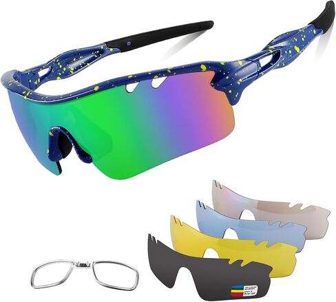 BangLong Polarized Cycling Sunglasses for Men Women, 26g Sports Sunglasses with 5 Lenses for Running Fishing Baseball Driving in Kuwait