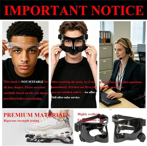 Nose Guard for Broken Nose, Nose Protector for Soccer, Basketball, and Other Sports, Adjustable Basketball Face Mask for Kids, Teenagers, and Adults, Suitable for Men and Women in Kuwait