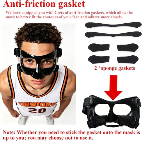 Nose Guard for Broken Nose, Nose Protector for Soccer, Basketball, and Other Sports, Adjustable Basketball Face Mask for Kids, Teenagers, and Adults, Suitable for Men and Women in Kuwait