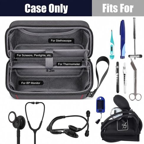 Stethoscope Case | Blood Pressure Cuff Bag | Medical Organizer for Nurses & Doctors, Hold for 3M Littmann/for MDF Instruments Stethoscopes,Penlight Accessories | Nursing School Travel Bag (Grey) in Saudi Arabia