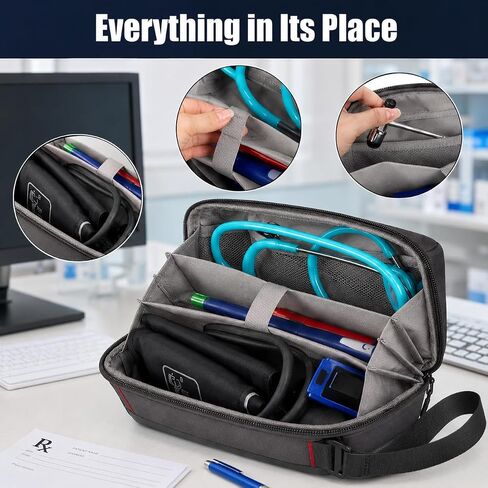 Stethoscope Case | Blood Pressure Cuff Bag | Medical Organizer for Nurses & Doctors, Hold for 3M Littmann/for MDF Instruments Stethoscopes,Penlight Accessories | Nursing School Travel Bag (Grey) in Saudi Arabia