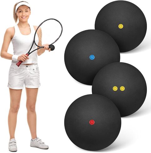 Gadpiparty 4 Pcs Squash Ball, Squash Balls Double Yellow Dot, for Indoor Racket Sports Training and Practice Single and Small Sports in Kuwait