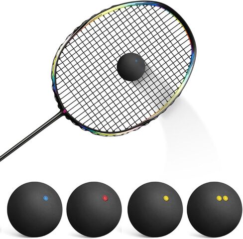 Gadpiparty 4 Pcs Squash Ball, Squash Balls Double Yellow Dot, for Indoor Racket Sports Training and Practice Single and Small Sports in Kuwait